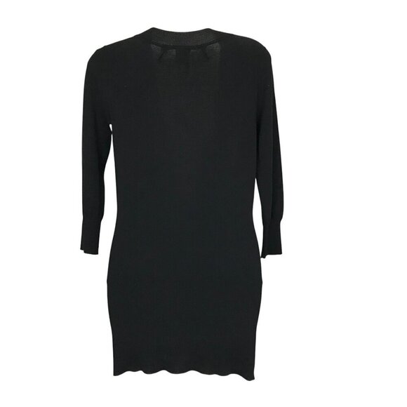 Diane Von Furstenberg 100% Merino Wool Black Extra Long Cardigan Size P - Picture 5 of 6